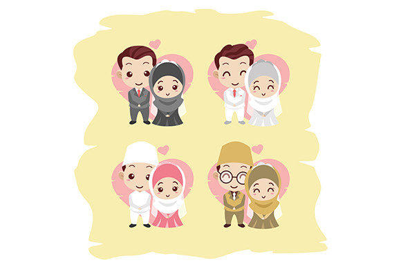 Cute Wedding Couple Set: Charming Design for Modern Projects