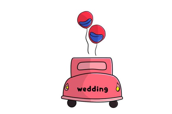Wedding Car Balloon Fantasy Stickers: Digital Design Magic