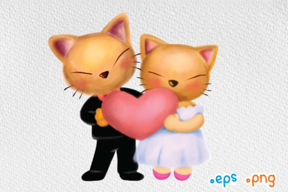 Whimsical Wedding Graphics: Designing with Cat Cartoon Characters